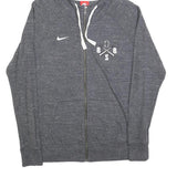NIKE Mens Grey Heather Zip Up Hoodie L Cotton Blend Casual Sports Style