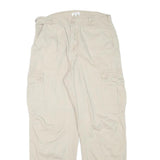 BETTER BE Womens Relaxed Beige Cotton Blend Cargo Trousers W29 L28 Zip Pockets