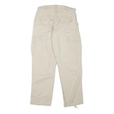 BETTER BE Womens Relaxed Beige Cotton Blend Cargo Trousers W29 L28 Zip Pockets
