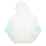 LUHTA Womens White & Light Blue Windbreaker Jacket M Polyester Blend Zip Hooded