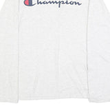 CHAMPION Mens White Graphic T-Shirt S Long Sleeve Crew Neck Cotton Blend