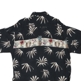 PIERRE CARDIN Mens Black & Beige Hawaiian Shirt L Cotton Blend Short Sleeve