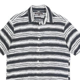 MICHAEL KORS Mens Black & White Striped Linen Shirt M Casual Smart Summer