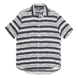 MICHAEL KORS Mens Black & White Striped Linen Shirt M Casual Smart Summer