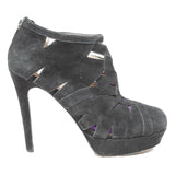 DKNY Womens Black High Platform Heels Cut-Out Design Polyester Blend UK 2.5