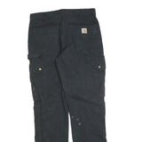 CARHARTT Mens Jeans Black Relaxed Cargo Denim W33 L34 Workwear Durable