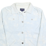 CHAPS Womens Blue White Tie Dye Cotton Denim Jacket L Button Closure