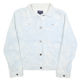 CHAPS Womens Blue White Tie Dye Cotton Denim Jacket L Button Closure