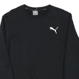 PUMA Mens Black Crew Neck Sweatshirt S Cotton Blend Pullover Logo Casual