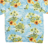 THUMS UP Mens Blue Hawaiian Rayon Shirt M Floral Beach Print Relaxed Fit