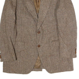 Mens Brown Cotton Herringbone Classic Jacket L Button Closure Tailored