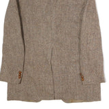 Mens Brown Cotton Herringbone Classic Jacket L Button Closure Tailored