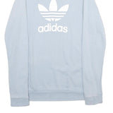 ADIDAS Womens Blue Crew Neck S Cotton Logo Print Sweatshirt Pullover