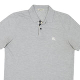 BURBERRY Mens Grey Polo Shirt XL Cotton Blend Short Sleeve Plain