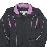 COLUMBIA Womens Black & Purple Outdoor Jacket M Nylon Zip Reflective Sportswear