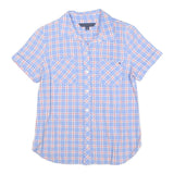 TOMMY HILFIGER Womens Blue & Red Check Shirt S Short Sleeve Cotton Blend