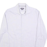 TOMMY HILFIGER Mens Blue & White Patterned Shirt M Cotton Blend Classic Fit