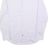 TOMMY HILFIGER Mens Blue & White Patterned Shirt M Cotton Blend Classic Fit