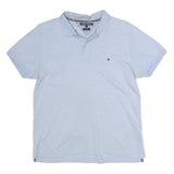 TOMMY HILFIGER Mens Blue Slim Fit Short Sleeve Plain Polo Shirt L