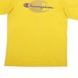 CHAMPION Mens Yellow Graphic T-Shirt L Short Sleeve Crew Neck Cotton Casual