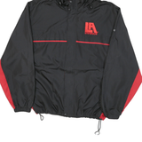 REEBOK Mens Black & Red Lightweight Zip Hooded Jacket L Polyester Blend Sports