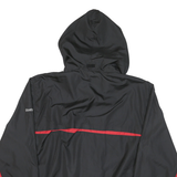 REEBOK Mens Black & Red Lightweight Zip Hooded Jacket L Polyester Blend Sports