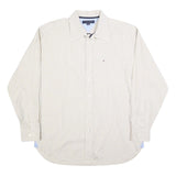 TOMMY HILFIGER Mens Beige Checked Shirt L Cotton Blend Formal Smart Casual
