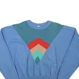 Womens Blue Sweatshirt S Colourblock Cotton Blend Crew Neck Long Sleeve