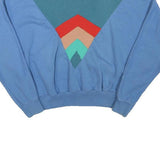 Womens Blue Sweatshirt S Colourblock Cotton Blend Crew Neck Long Sleeve