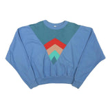 Womens Blue Sweatshirt S Colourblock Cotton Blend Crew Neck Long Sleeve