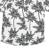 Mens White & Black Palm Tree Short Sleeve Shirt XL Lightweight Summer Casual