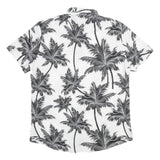 Mens White & Black Palm Tree Short Sleeve Shirt XL Lightweight Summer Casual