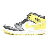 AIR JORDAN 1 Mid Mens Lace-Up Trainers Black & Yellow Leather UK 7.5 Iconic