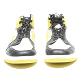 AIR JORDAN 1 Mid Mens Lace-Up Trainers Black & Yellow Leather UK 7.5 Iconic