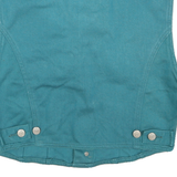 Womens Blue Cotton Button Sleeveless Jacket M Plain Classic Casual Vest