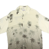 CAMPIA MODA Mens Cream & Brown Palm Tree Print Shirt M Cotton Casual Summer