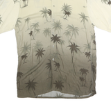 CAMPIA MODA Mens Cream & Brown Palm Tree Print Shirt M Cotton Casual Summer