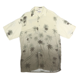 CAMPIA MODA Mens Cream & Brown Palm Tree Print Shirt M Cotton Casual Summer