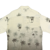 CAMPIA MODA Mens Cream & Brown Palm Tree Print Shirt M Cotton Casual Summer