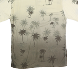 CAMPIA MODA Mens Cream & Brown Palm Tree Print Shirt M Cotton Casual Summer