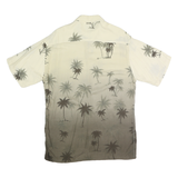 CAMPIA MODA Mens Cream & Brown Palm Tree Print Shirt M Cotton Casual Summer
