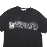 CALVIN KLEIN Mens Black Graphic T-Shirt M Short Sleeve Crew Neck Logo Print