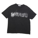 CALVIN KLEIN Mens Black Graphic T-Shirt M Short Sleeve Crew Neck Logo Print