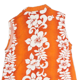 CARRIBEAN Womens Orange & White Floral Sleeveless Shirt L Summer Holiday