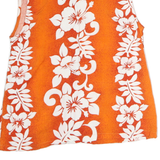 CARRIBEAN Womens Orange & White Floral Sleeveless Shirt L Summer Holiday