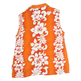 CARRIBEAN Womens Orange & White Floral Sleeveless Shirt L Summer Holiday
