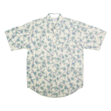 BUGLE BOY Mens Cream & Green Palm Tree Cotton Shirt M Short Sleeve Casual