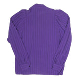 LIVE BY PAGE Womens Purple Stripe Shirt Long Sleeve Button Neck M Stylish Cotton