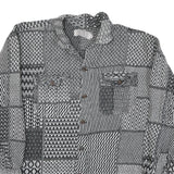 Mens Black & White Patchwork Pattern Casual Cotton Shirt S Stylish Long Sleeve