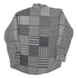 Mens Black & White Patchwork Pattern Casual Cotton Shirt S Stylish Long Sleeve